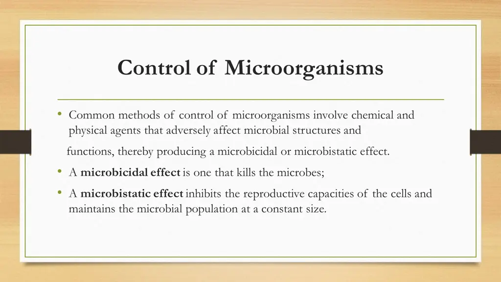 control of microorganisms