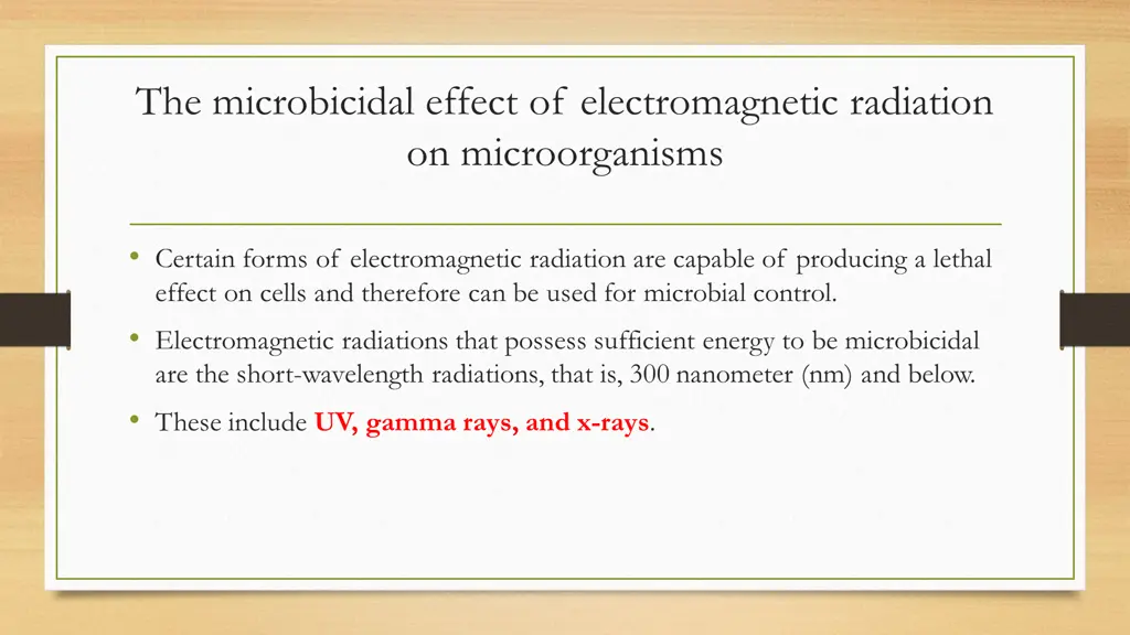 the microbicidal effect of electromagnetic