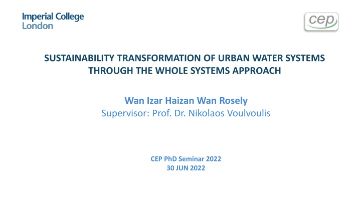 sustainability transformation of urban water