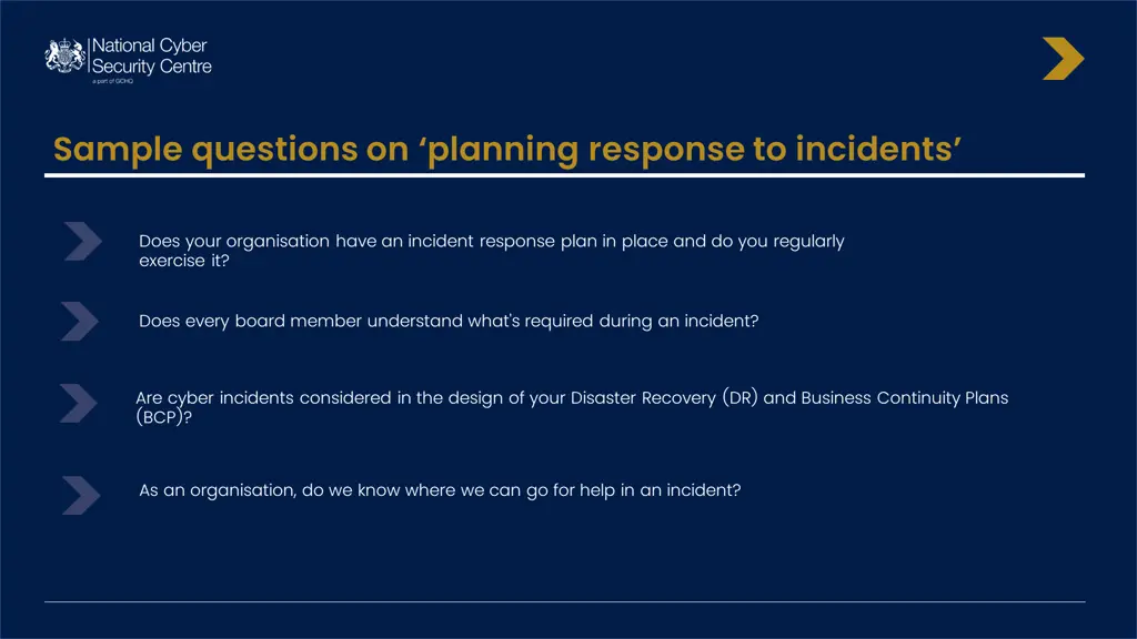 sample questions on planning response to incidents