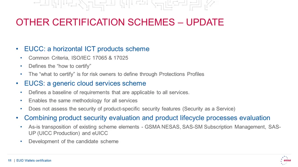other certification schemes update