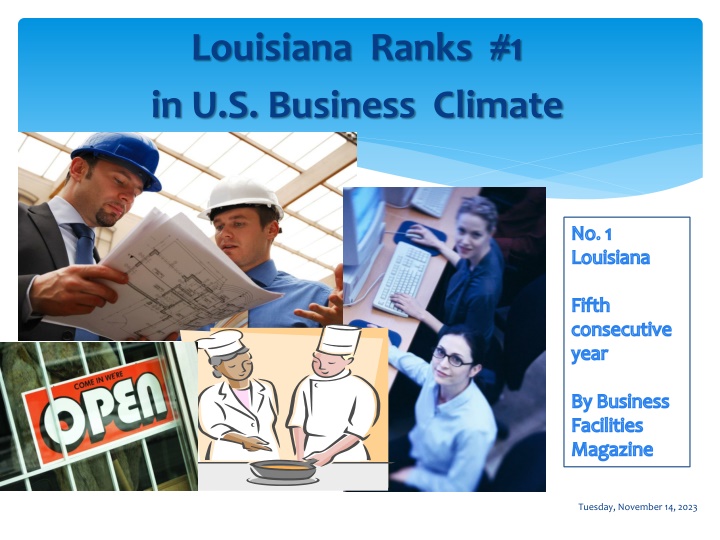 louisiana ranks 1 in u s business climate