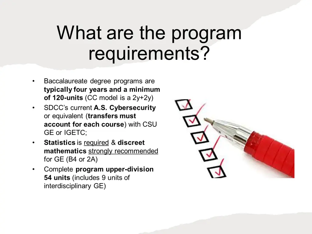 what are the program requirements