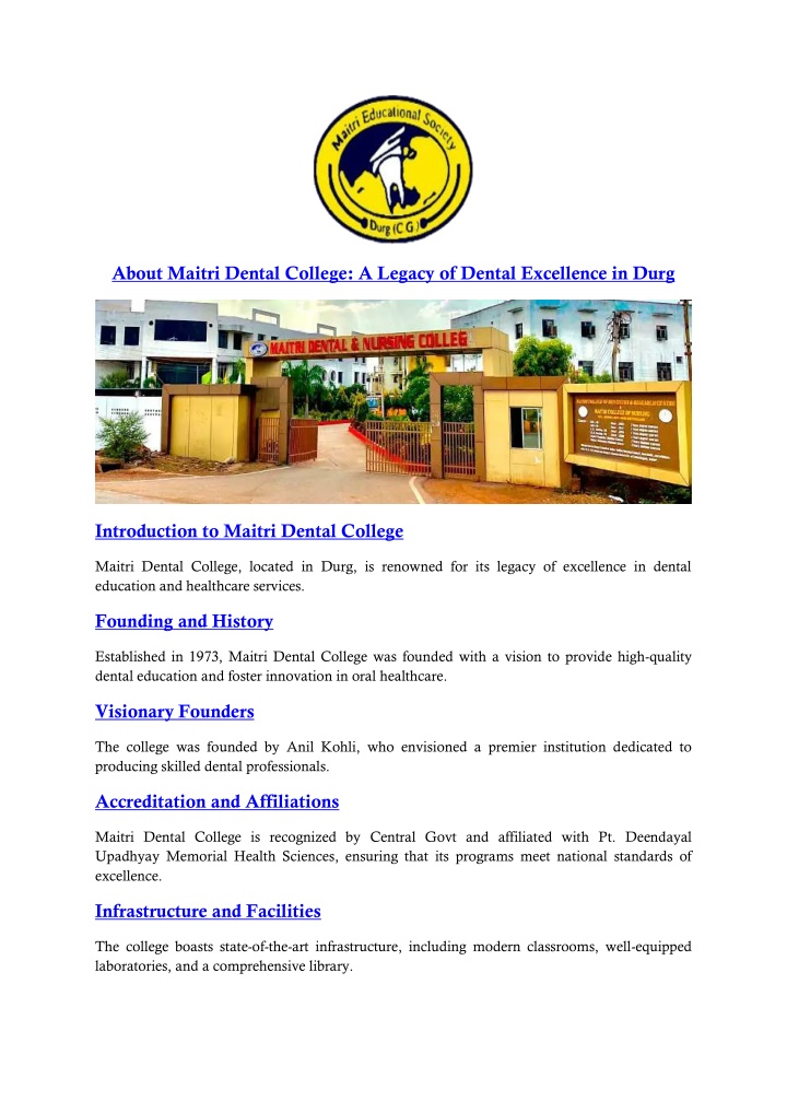 about maitri dental college a legacy of dental