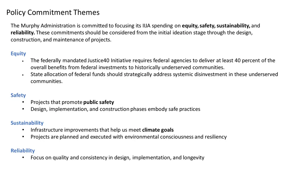 policy commitment themes