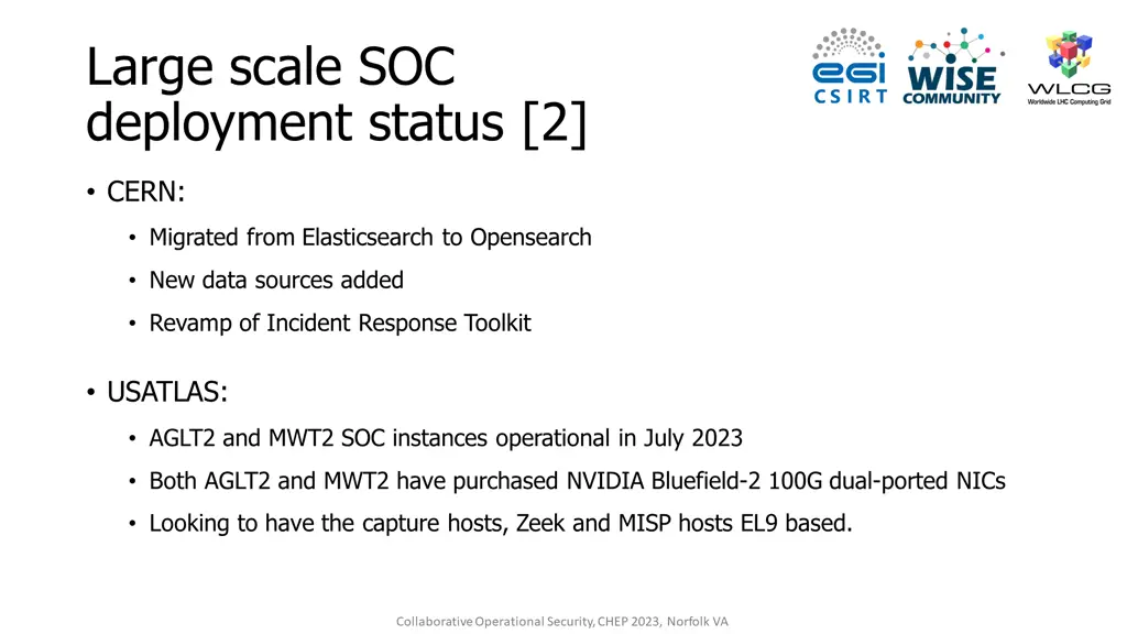 large scale soc deployment status 2