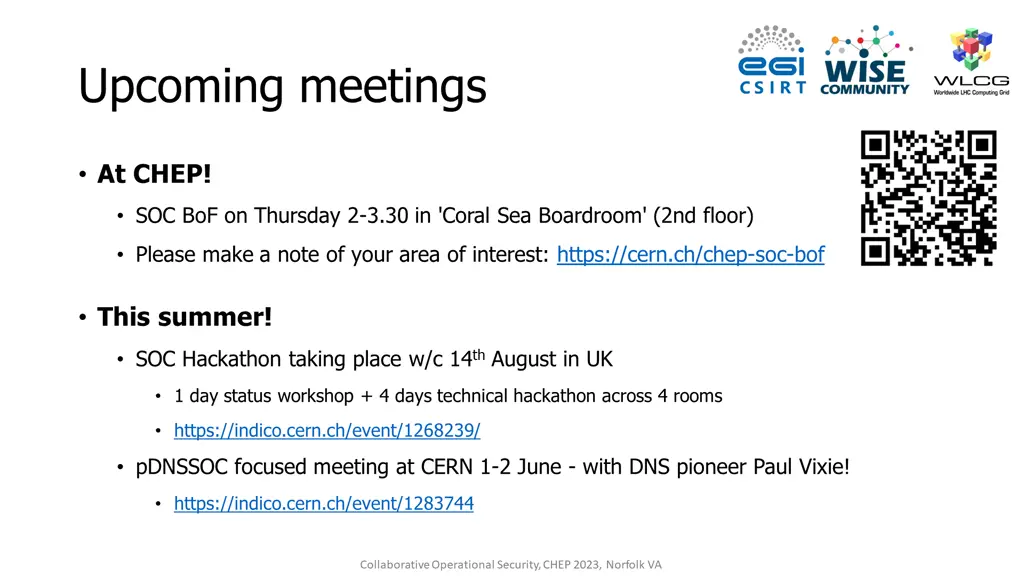 upcoming meetings