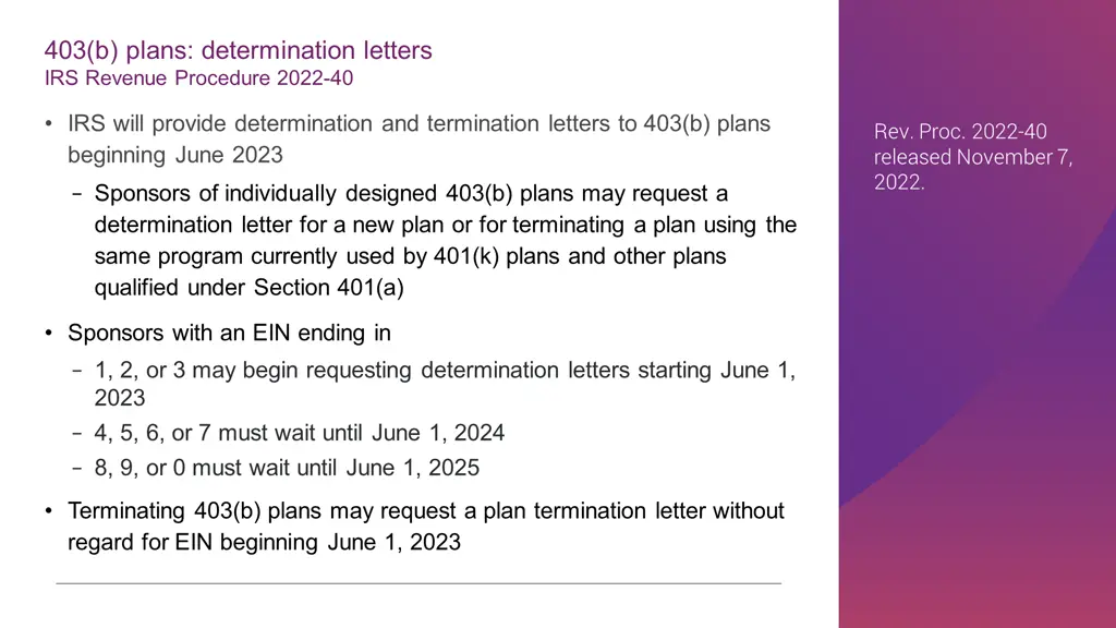 403 b plans determination letters irs revenue