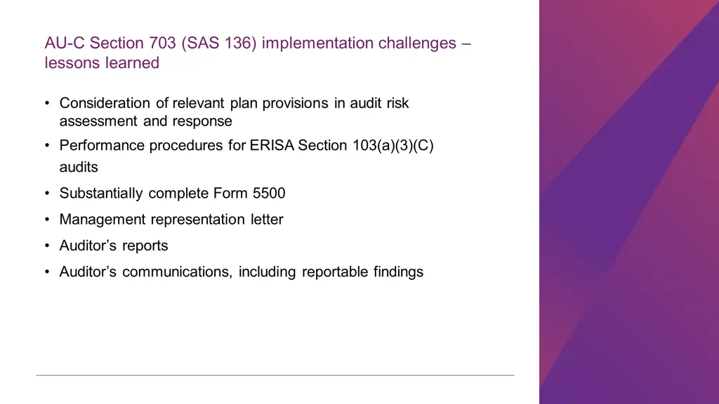 au c section 703 sas 136 implementation