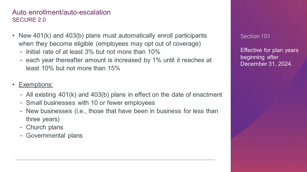 auto enrollment auto escalation secure 2 0