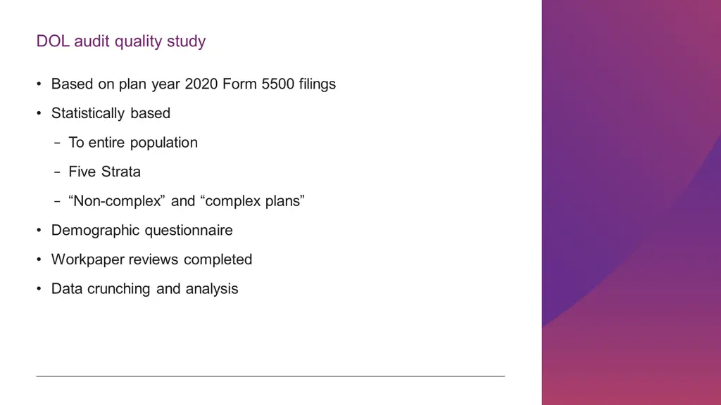 dol audit quality study