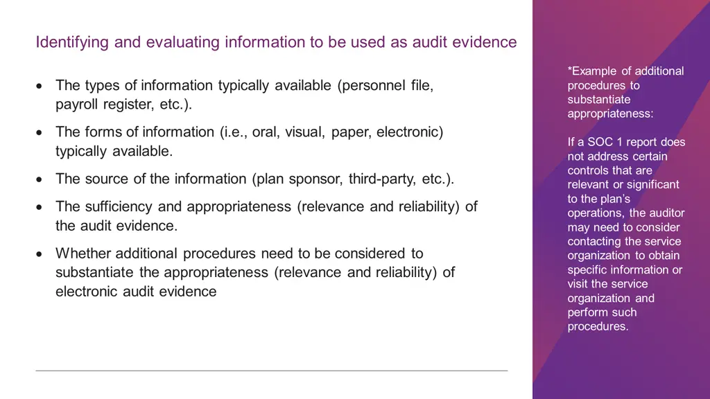 identifying and evaluating information to be used