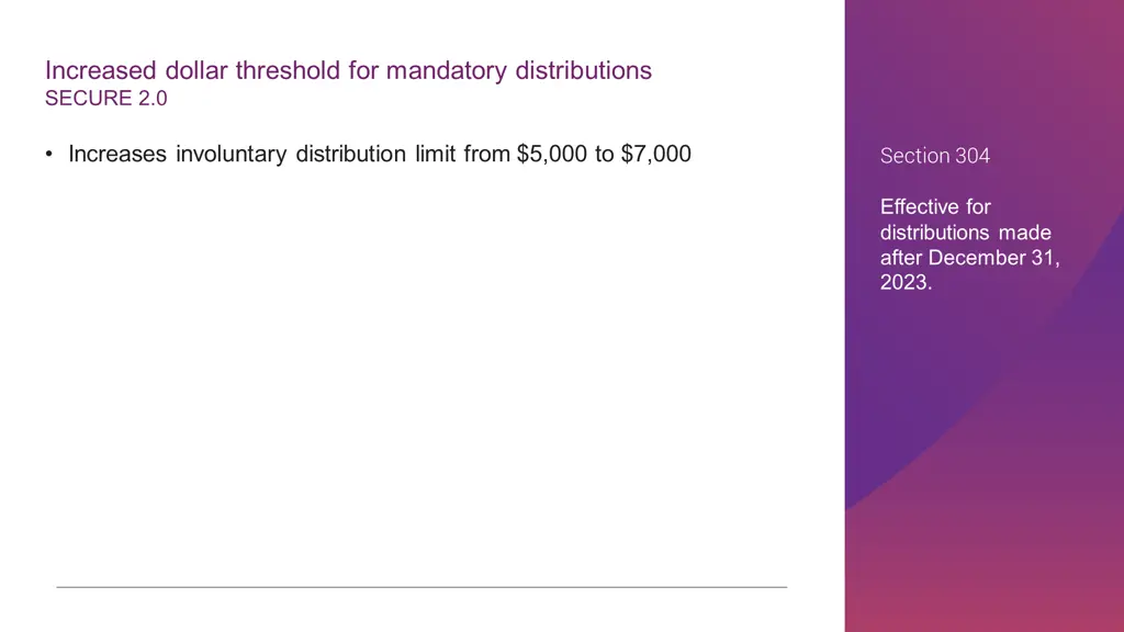 increased dollar threshold for mandatory