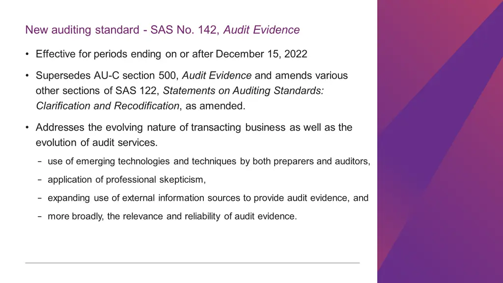 new auditing standard sas no 142 audit evidence