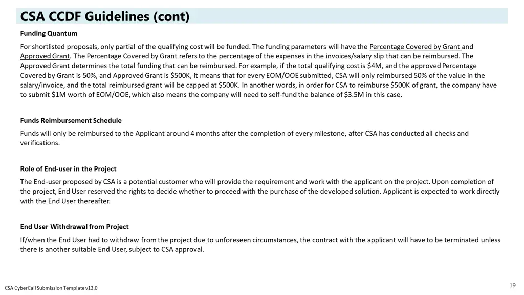 csa ccdf guidelines cont