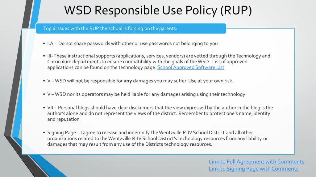 wsd responsible use policy rup