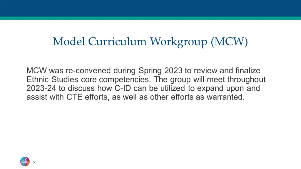 model curriculum workgroup mcw