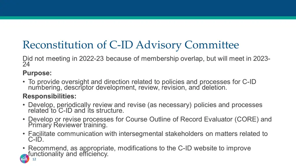 reconstitution of c id advisory committee