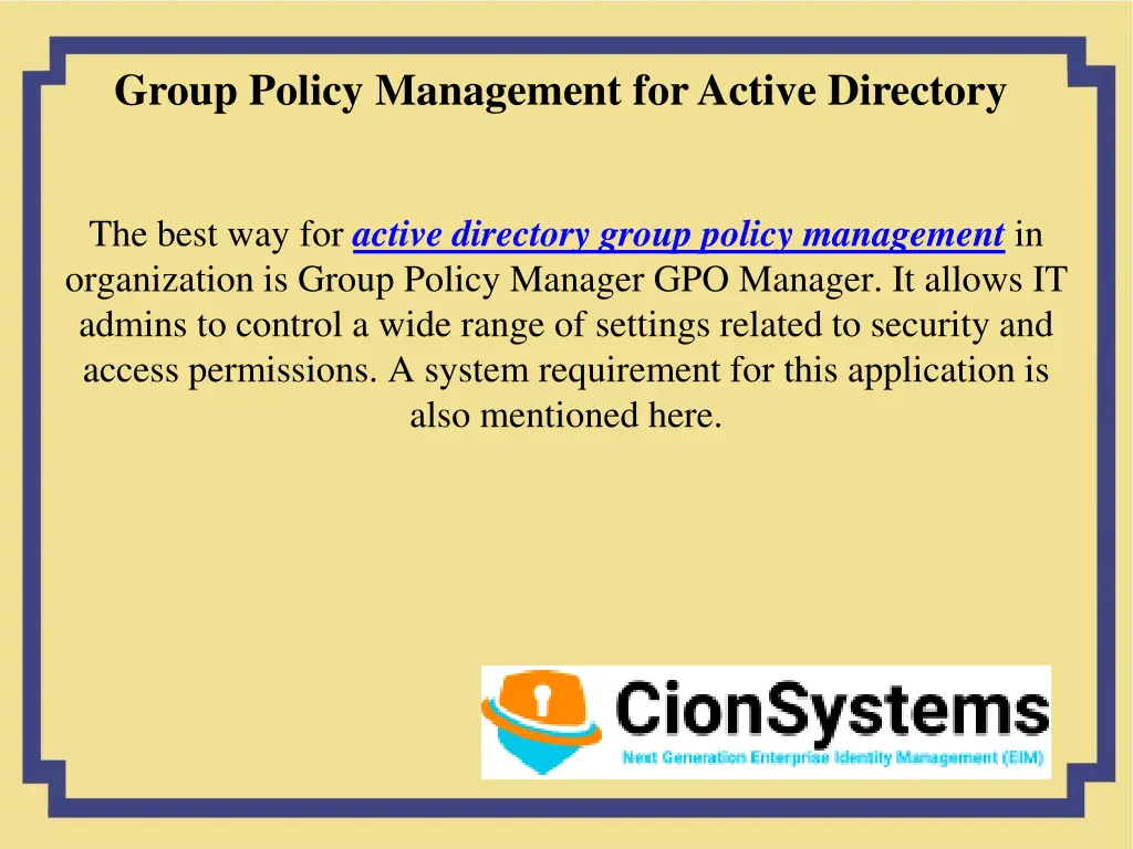 group policy management for active directory