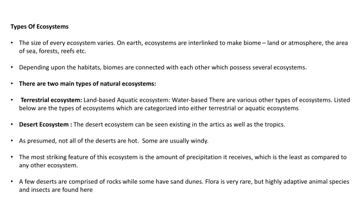 types of ecosystems