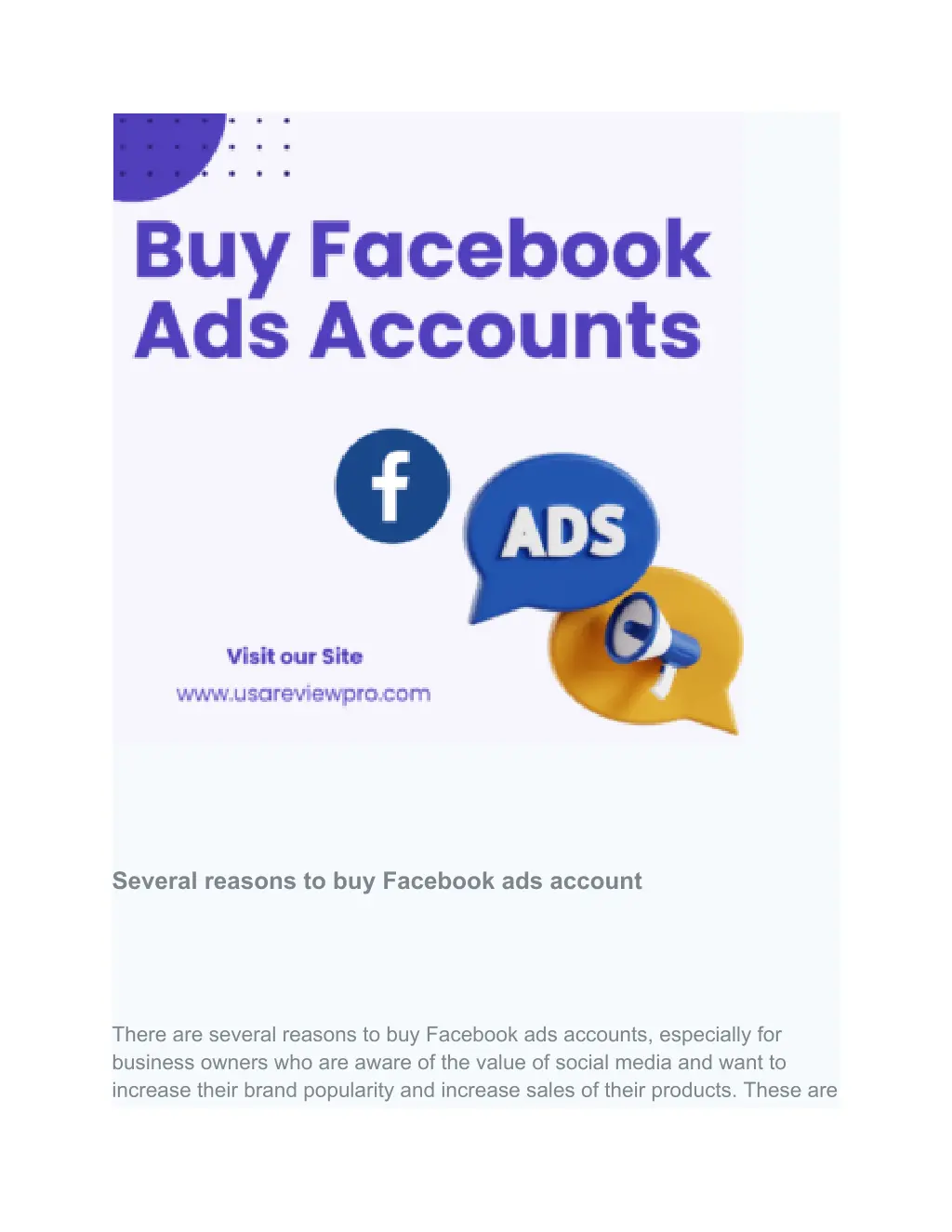 several reasons to buy facebook ads account