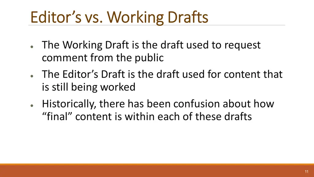 editor s vs working drafts editor s vs working