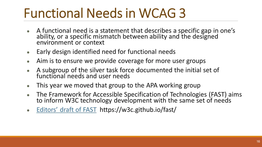 functional needs in wcag 3 functional needs