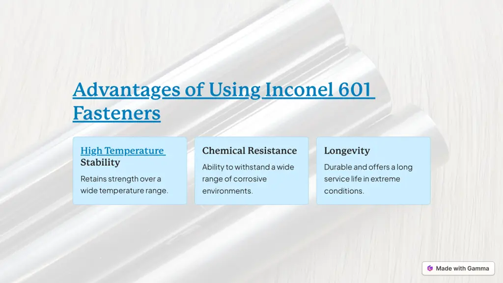 advantages of using inconel 601 fasteners