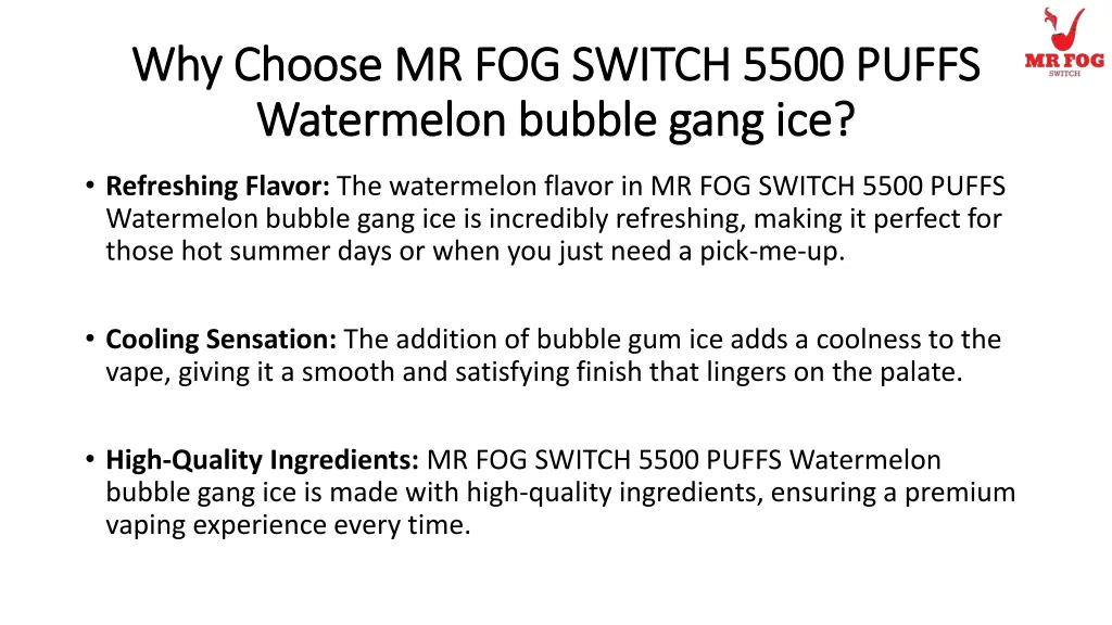 why choose mr fog switch 5500 puffs why choose