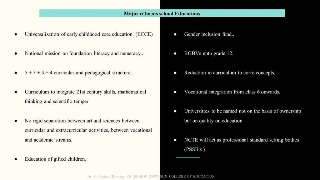 major reforms school educations