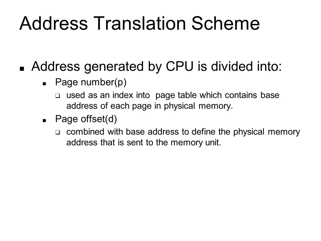 address translation scheme