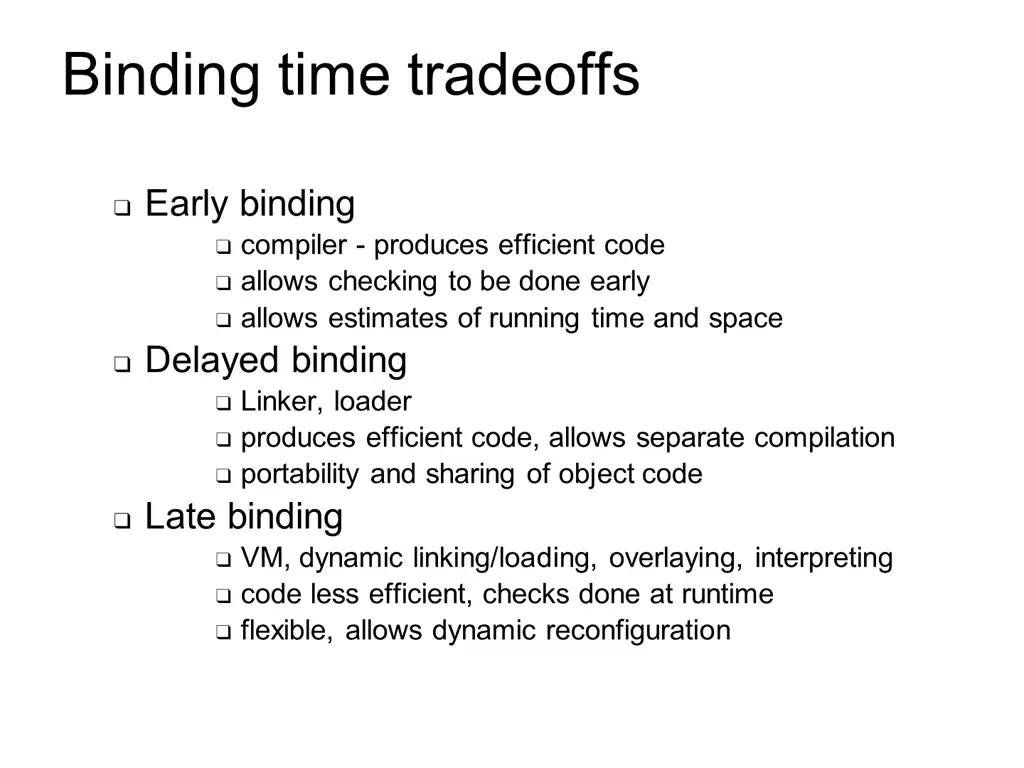 binding time tradeoffs