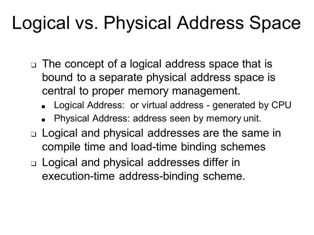 logical vs physical address space