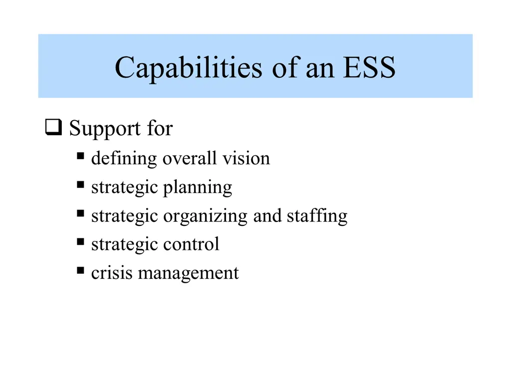 capabilities of an ess