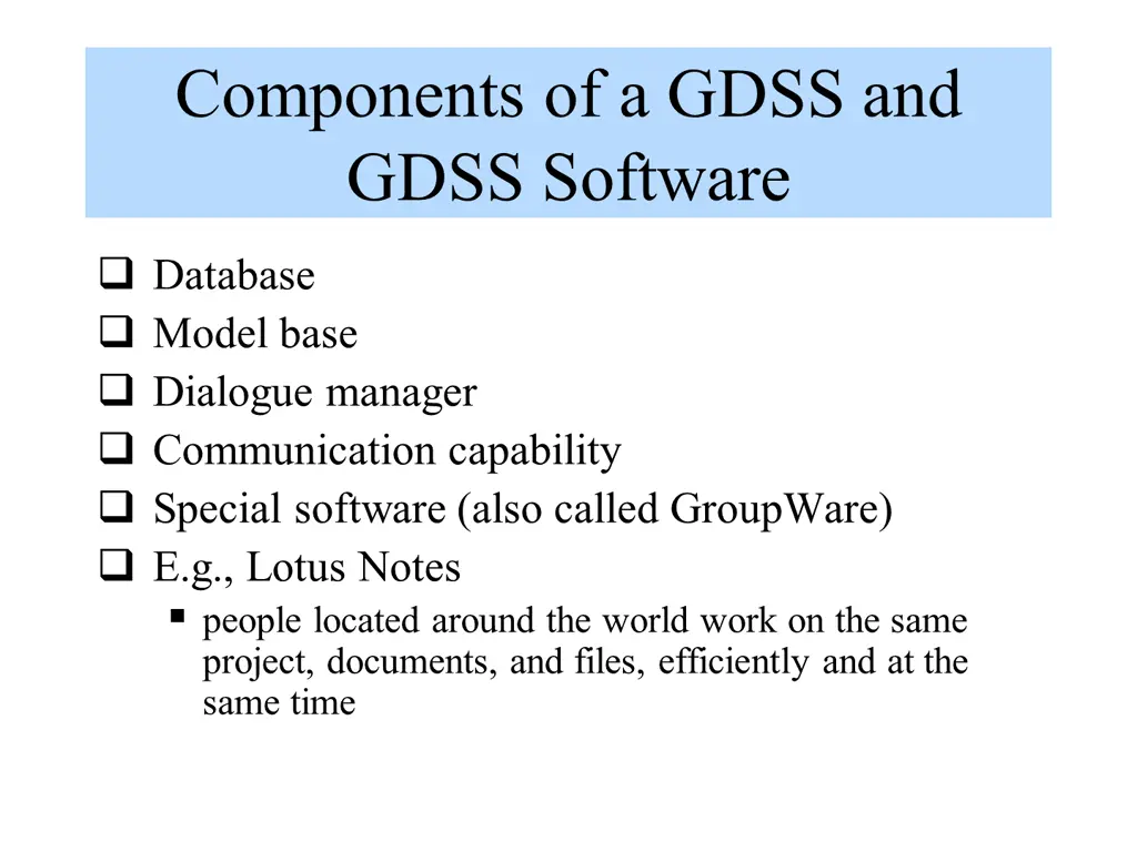 components of a gdss and gdss software