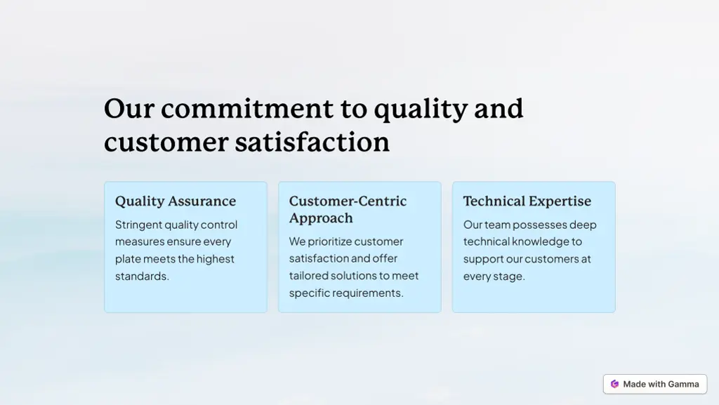 our commitment to quality and customer