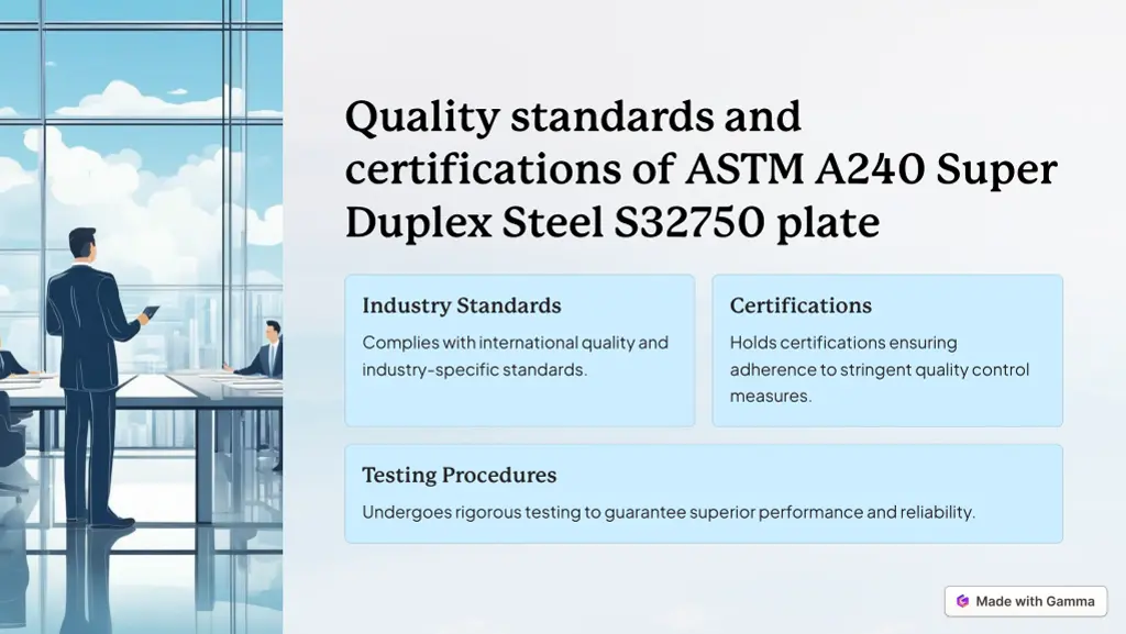 quality standards and certifications of astm a240