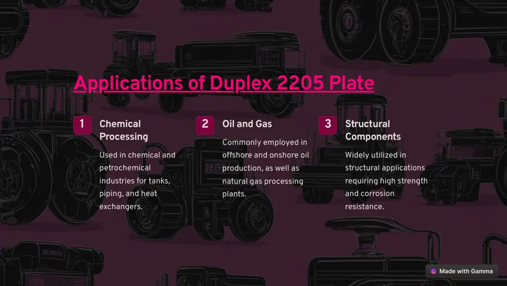 applications of duplex 2205 plate
