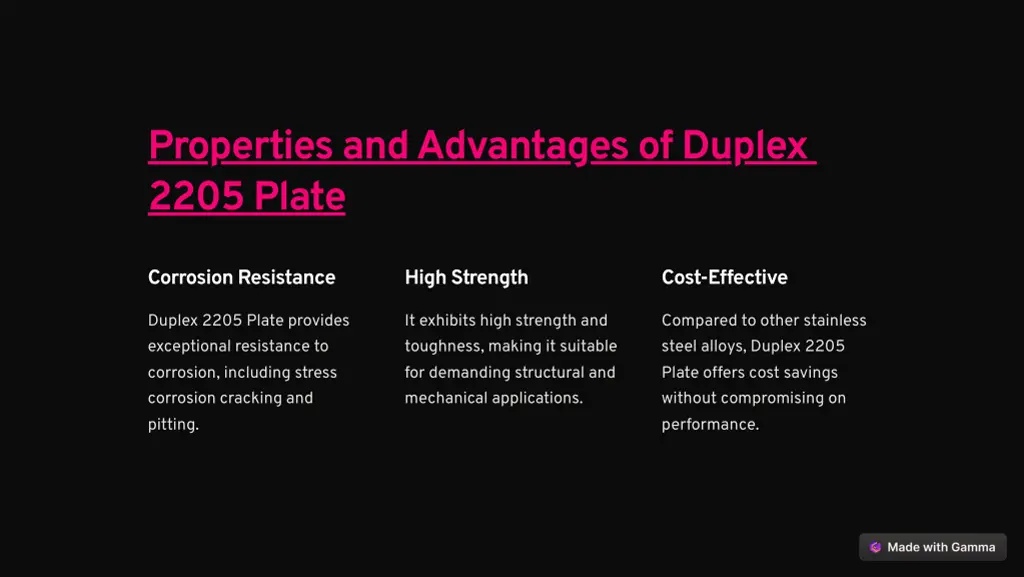 properties and advantages of duplex 2205 plate