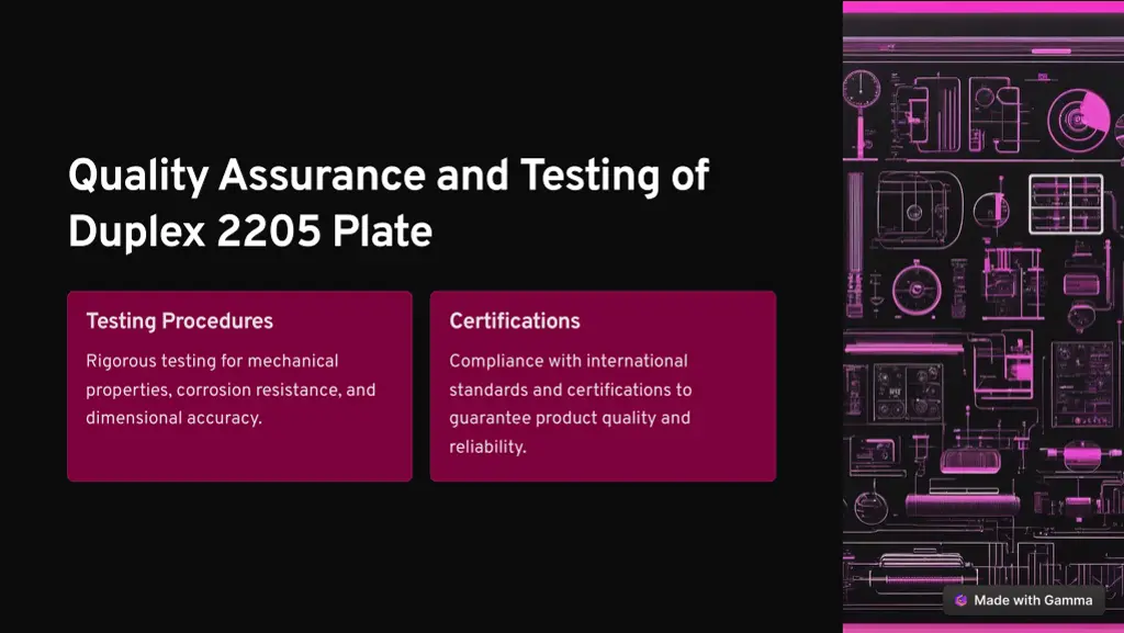 quality assurance and testing of duplex 2205 plate