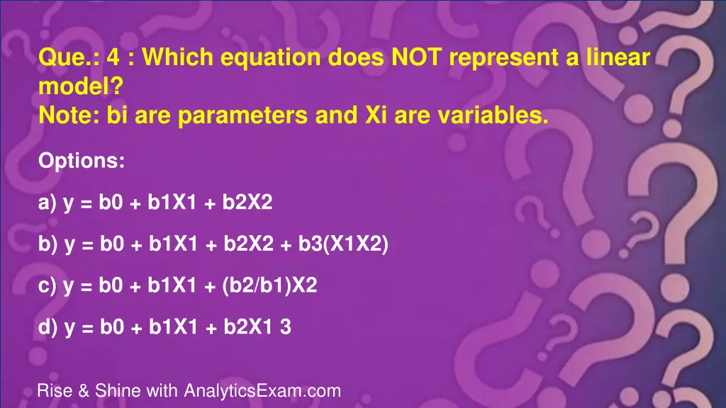 que 4 which equation does not represent a linear