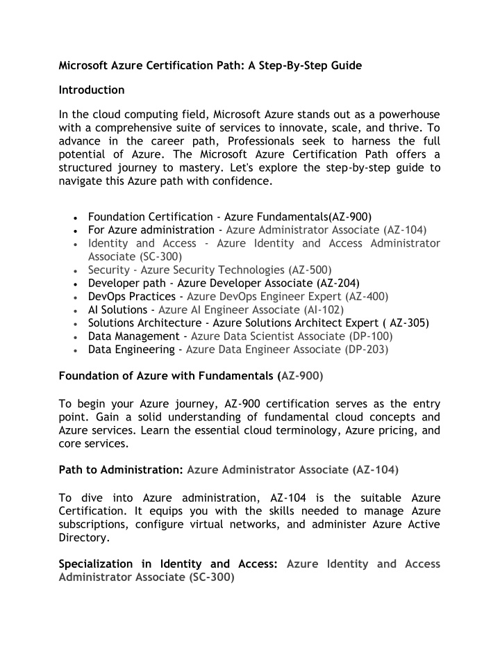 microsoft azure certification path a step by step