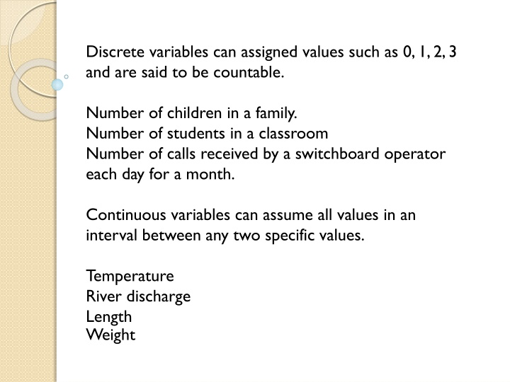 discrete variables can assigned values such