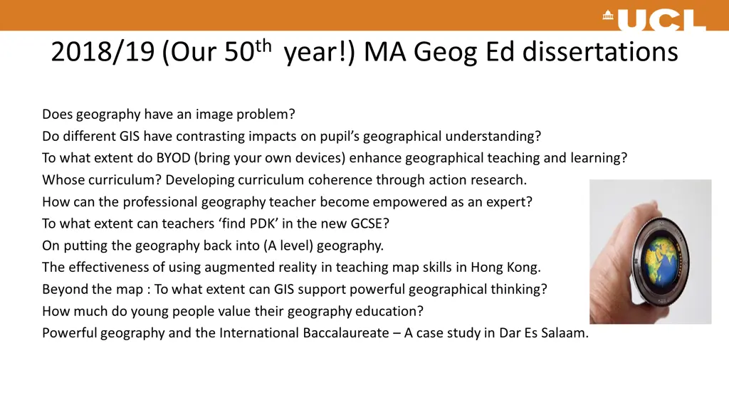 2018 19 our 50 th year ma geog ed dissertations