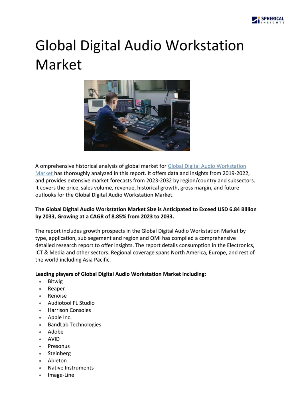 global digital audio workstation market