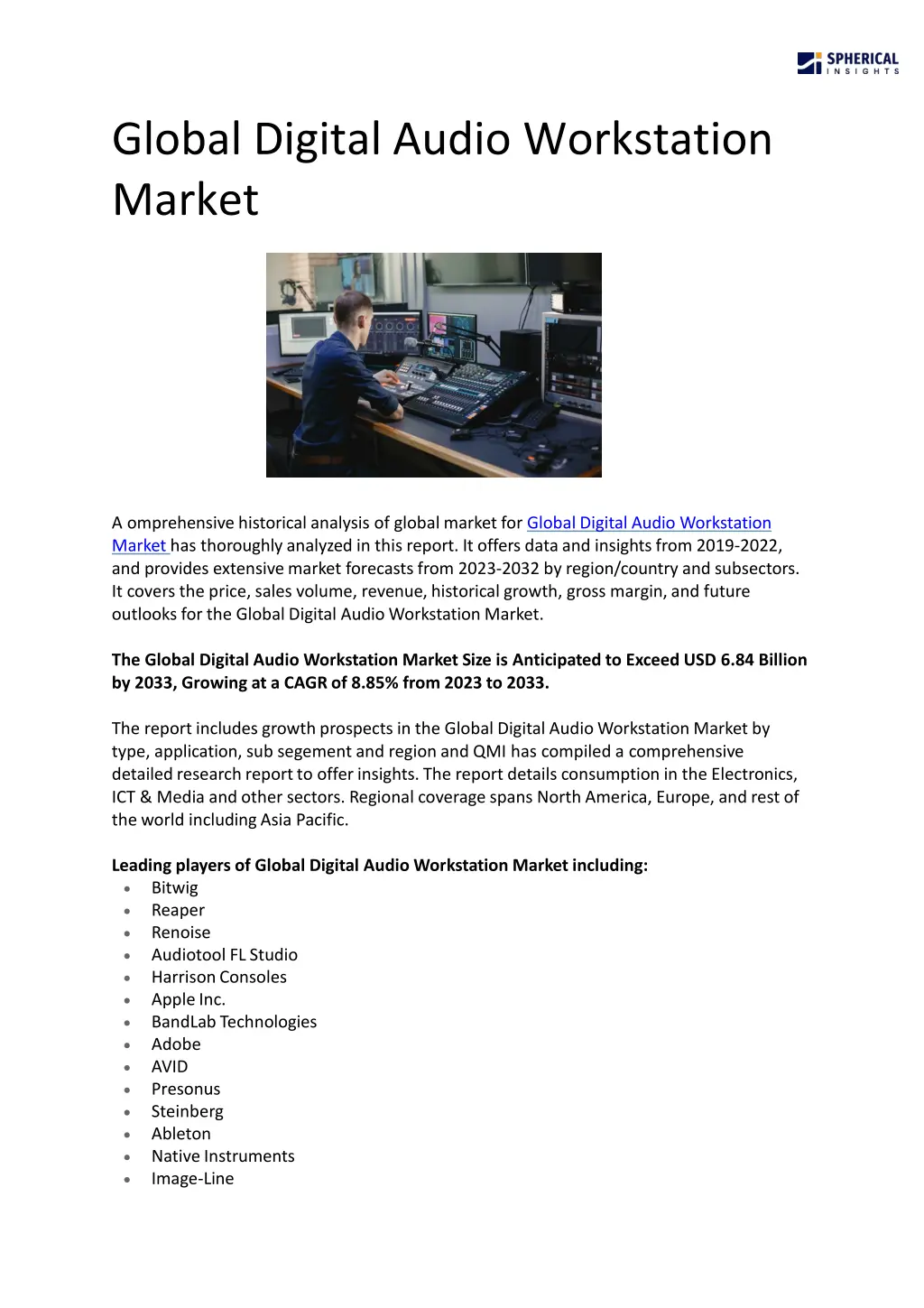 global digital audio workstation market