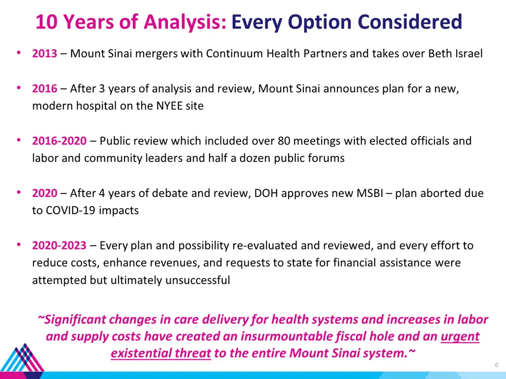 10 years of analysis every option considered