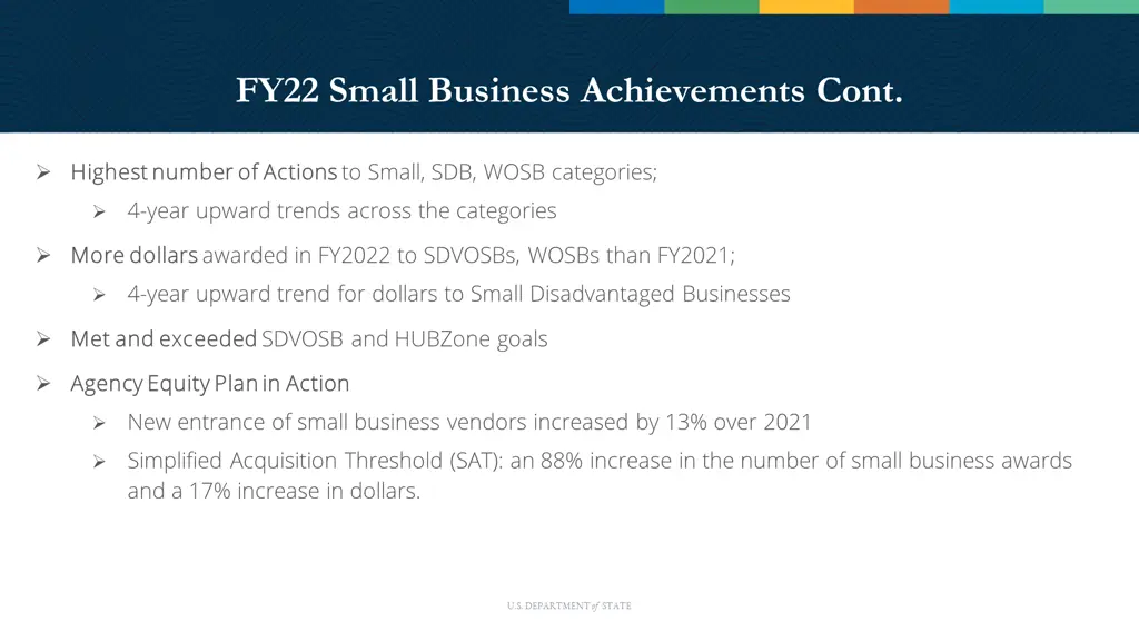 fy22 small business achievements cont