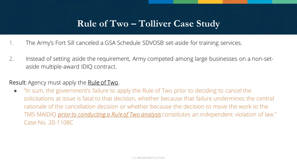 rule of two tolliver case study