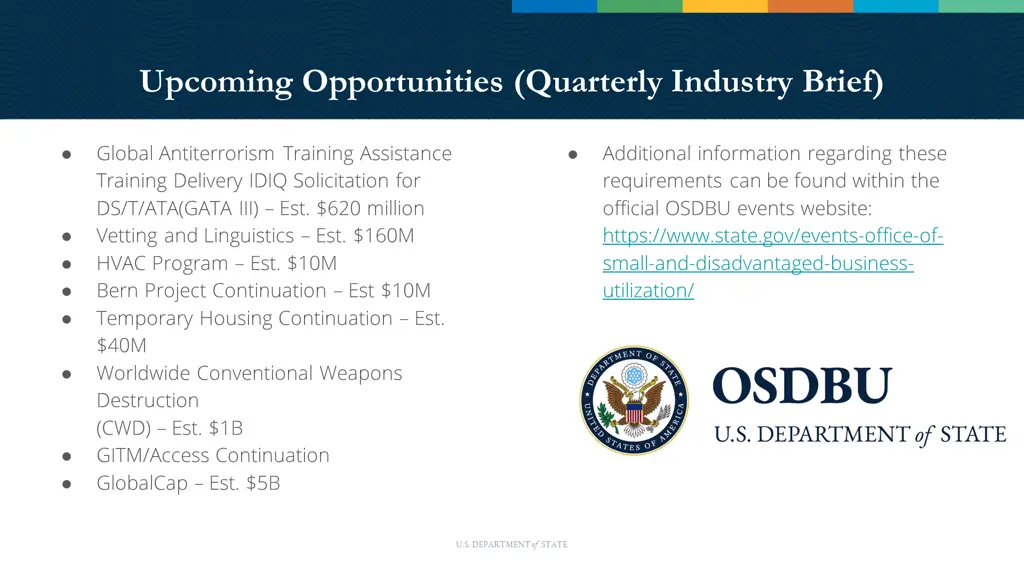 upcoming opportunities quarterly industry brief